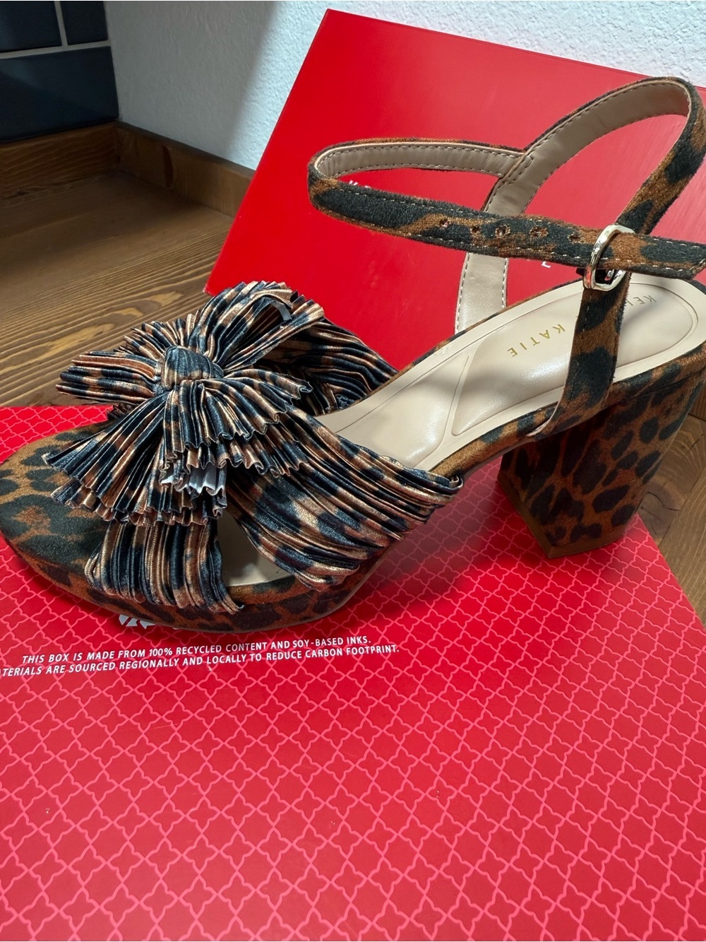 Leopard Print Bow Ankle-Strap Women shoes - Picture 12 of 13